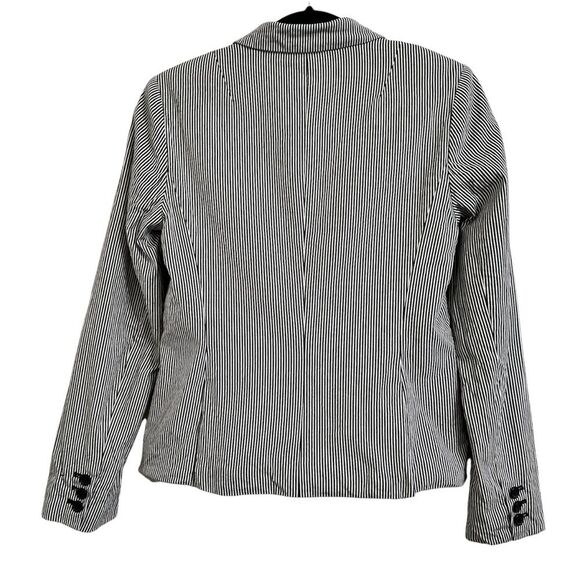 BANANA REPUBLIC SEERSUCKER BLACK WHTE STRIPE LINED BLAZER PREPPY ACADEMIA 6 - Picture 7 of 8